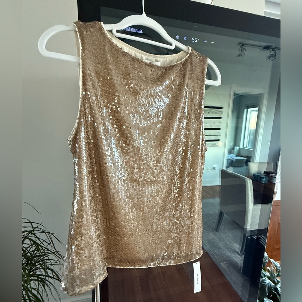 Reformation Lisa Knit Top Mushroom Sequin - Size L